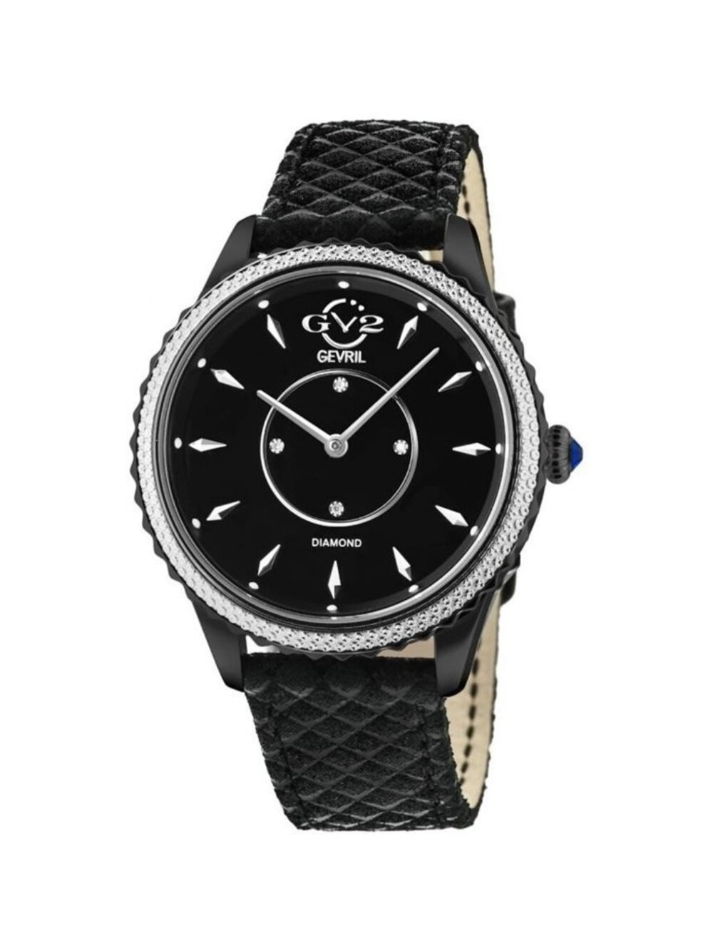 NWT Gv2 By Gevril Siena Quartz Diamond Black Dial Ladies Watch